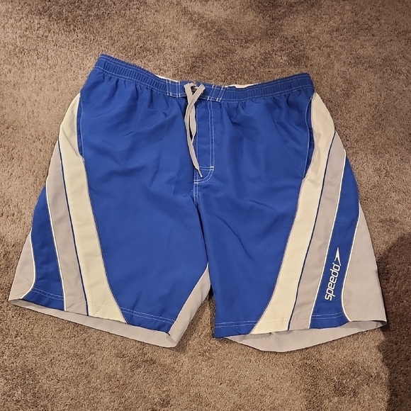 Speedo Blue and Gray Swim Shorts - Picture 1 of 5